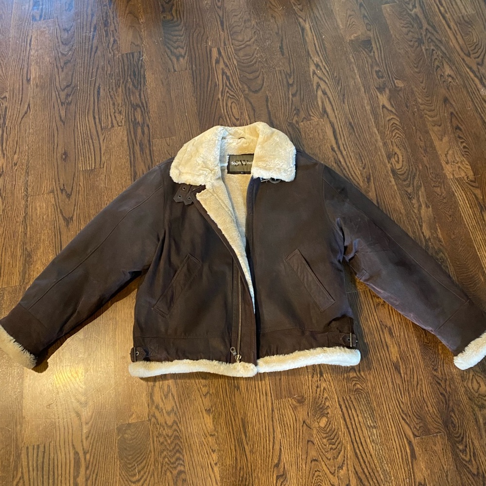 Men’s Leather and feux fur bomber jacket